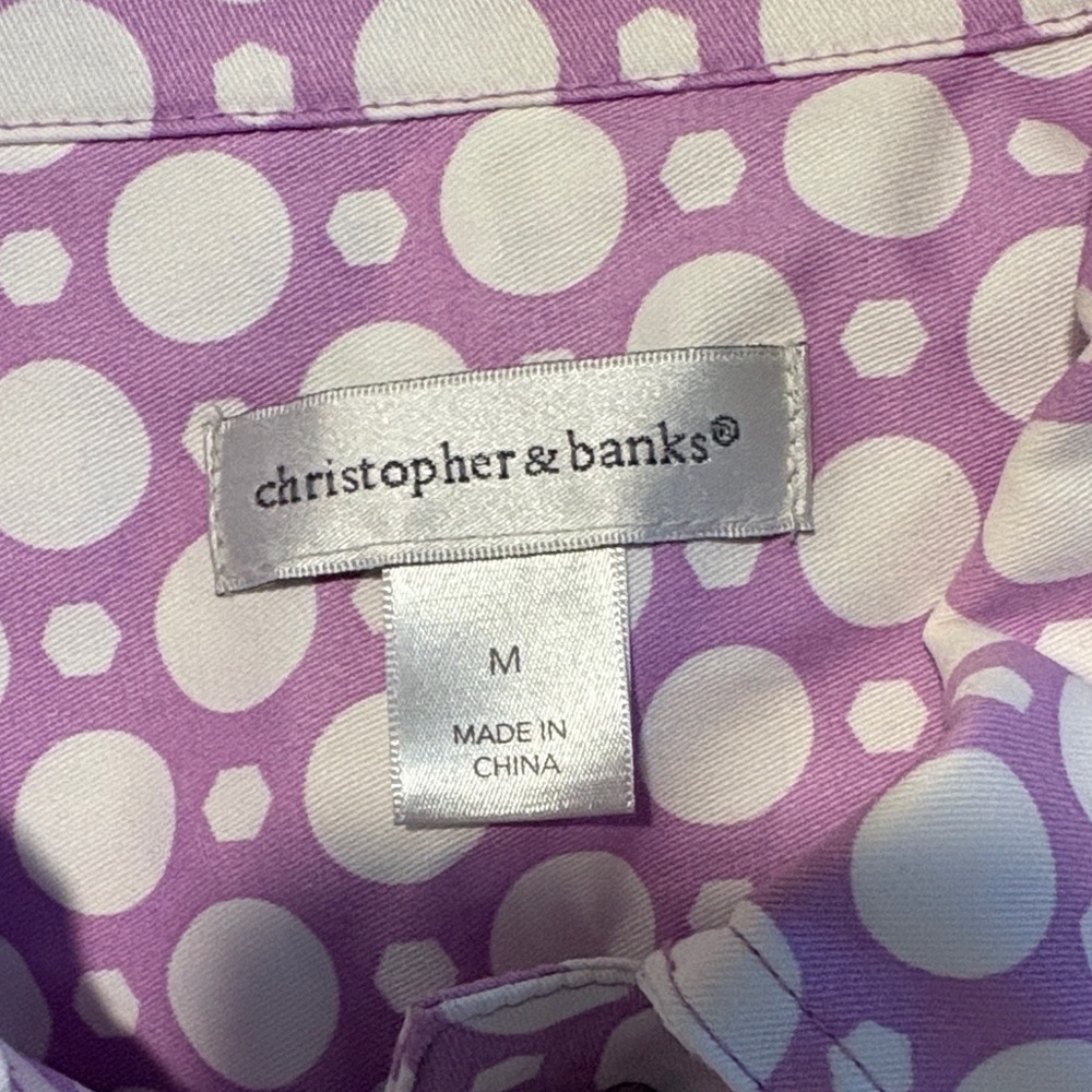Christopher & Banks Purple Polka Dot Button-Up lightweight jacket